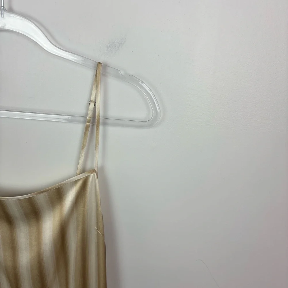 Madewell Silk Midi Slip Dress Faded Khaki Stripe Size 8